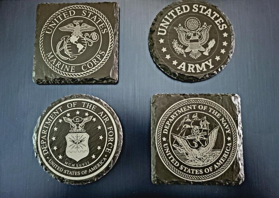 Military Logo Slate Coasters