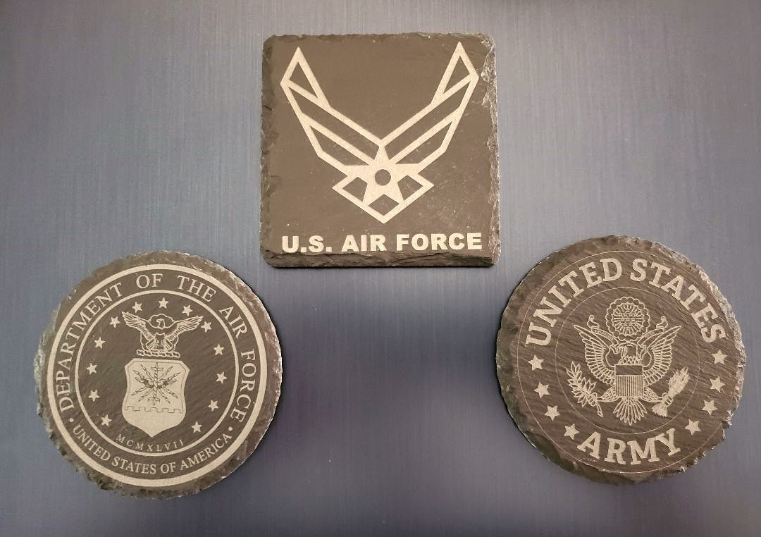 Military Logo Slate Coasters