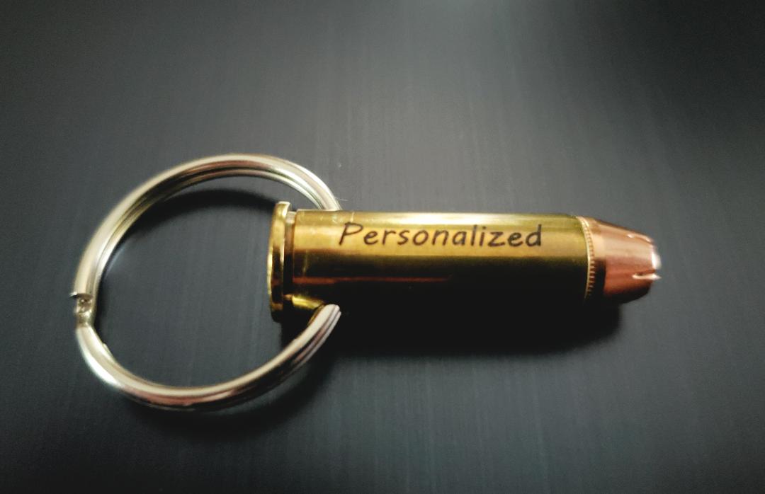 Personalized 44 Magnum Pistol Bullet Keychain