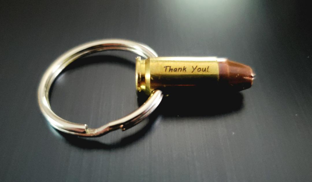 Personalized 9mm Pistol Bullet Keychain