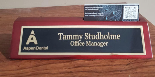 Personalized Desk Wedge with Business Card Holder