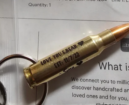 Personalized 7mm-08 Rifle Bullet Keychain