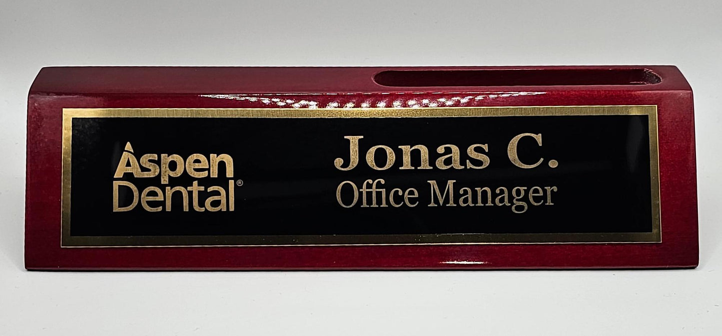 Personalized Desk Wedge with Business Card Holder