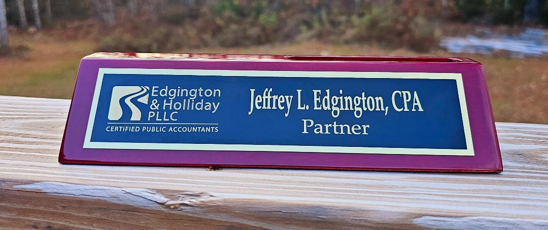 Personalized Desk Wedge with Business Card Holder